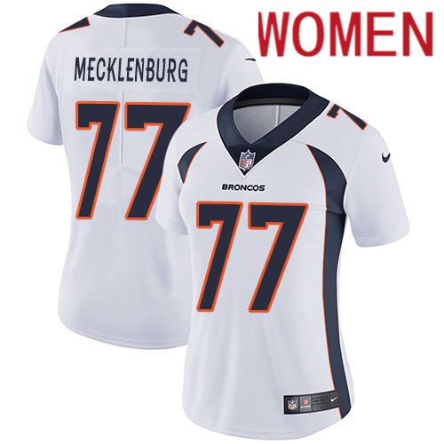 Women Denver Broncos 77 Karl Mecklenburg White Nike Vapor Limited NFL Jersey